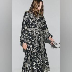 H&M Floral Black and White Maxi Kimono Dress